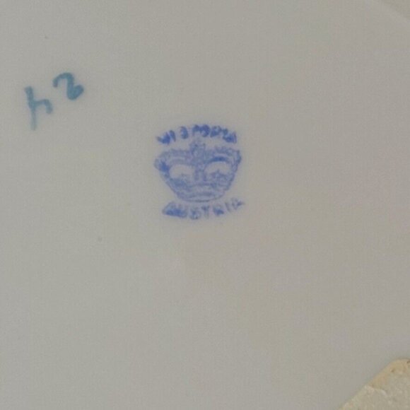 Vintage Victoria Austria Porcelain Bowl Navy Blue Gold Trim Roses Victorian - Picture 8 of 8